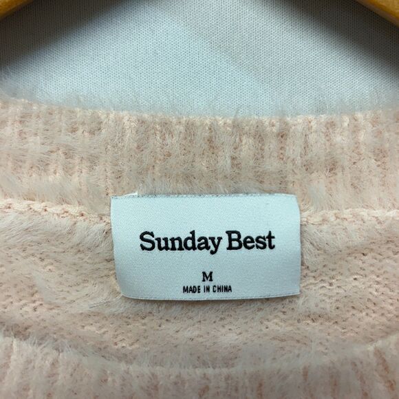 Aritzia Sunday Best Women Fuzzy Knit Cropped Sweater Size Medium C064 -1 - Picture 6 of 15